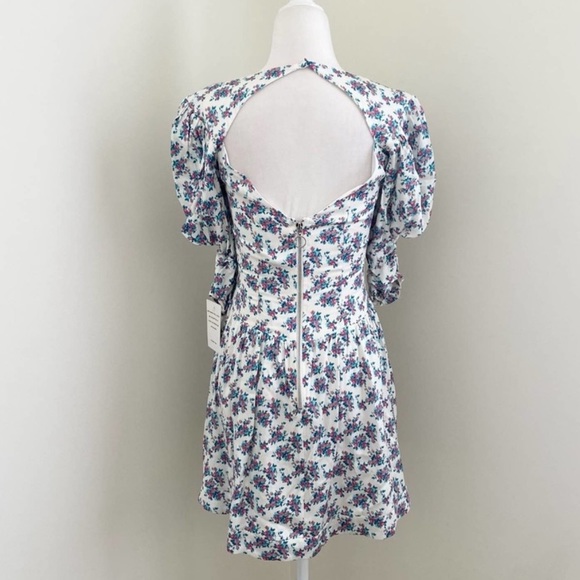 NWOT For Love and Lemons Taggart Mini Dress Puff Sleeve Open Back - Picture 7 of 14